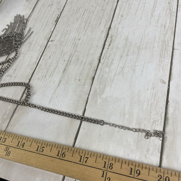 Bohemian Silver Tone Chain Necklace Turquoise & Red Stones Adjustable Length - Picture 10 of 10